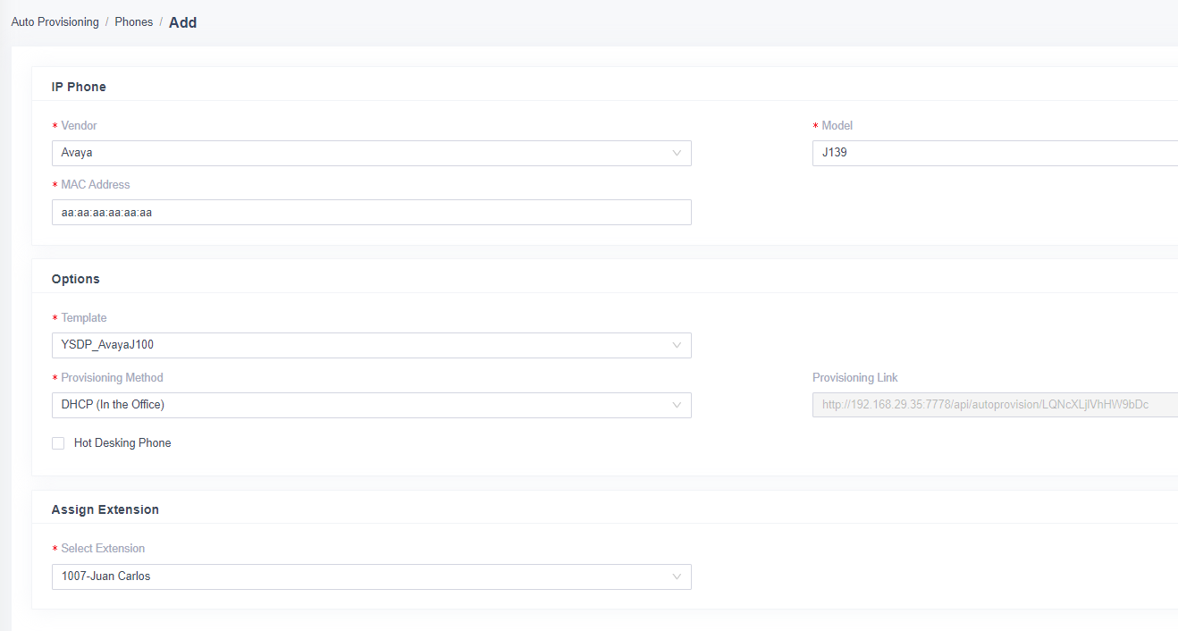 Auto Provisioning Guide for Avaya J100 Series IP Phone – Yeastar Support