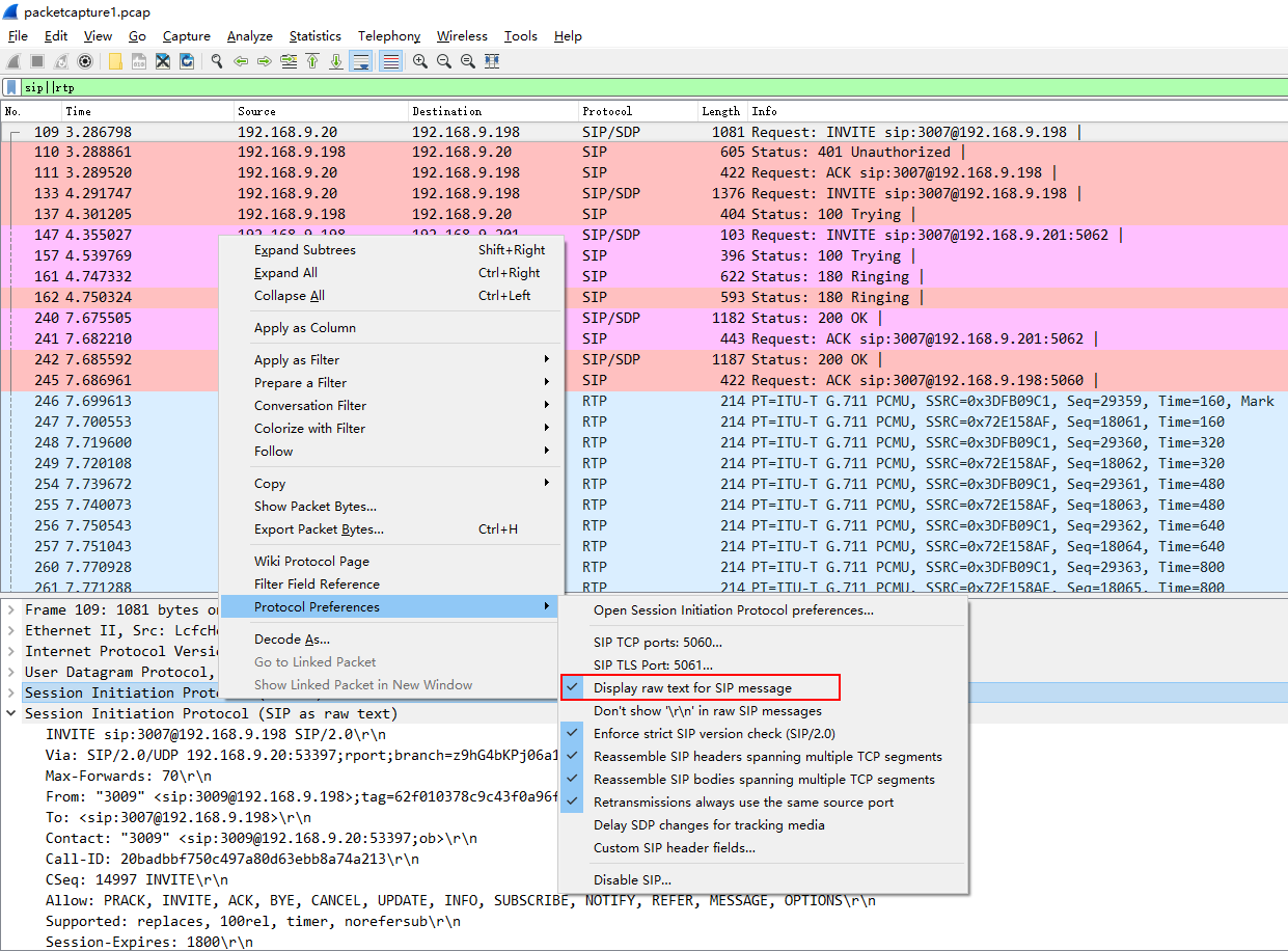 wireshark filter sip invite