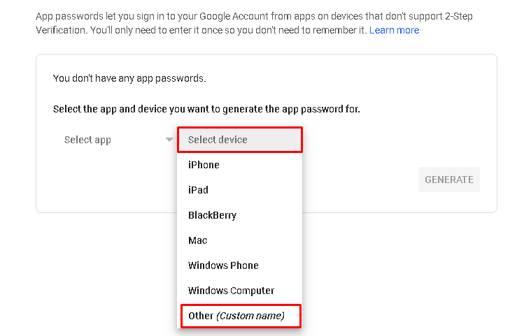 generate a google app password for setting up with messages on the mac