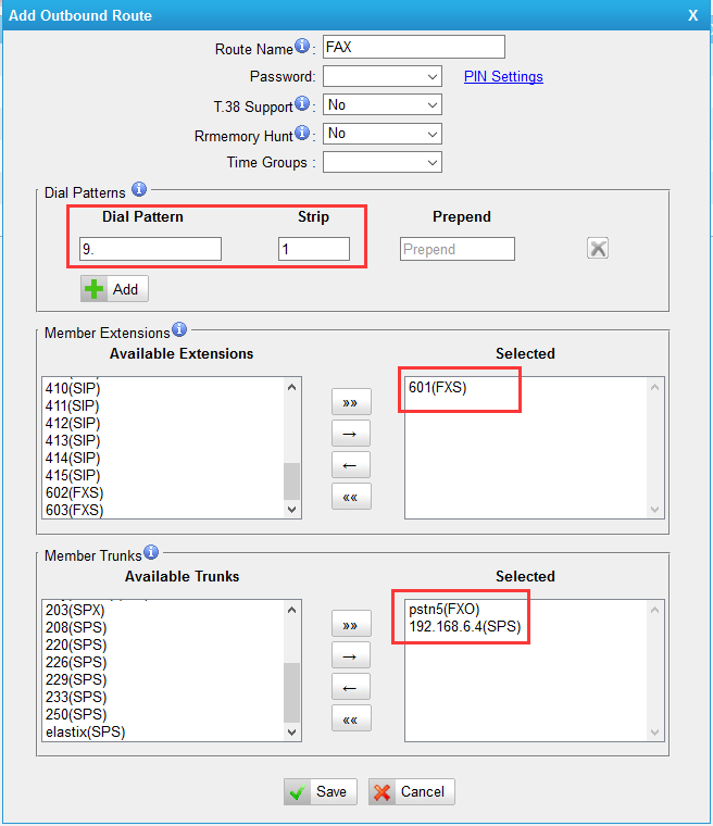 Create an outbound route to send fax