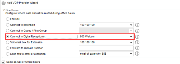 Set office hours on 3cx management console