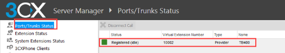 SIP Trunk Status on 3cx phone system