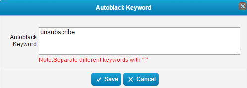 Add SMS Autoblack keywords