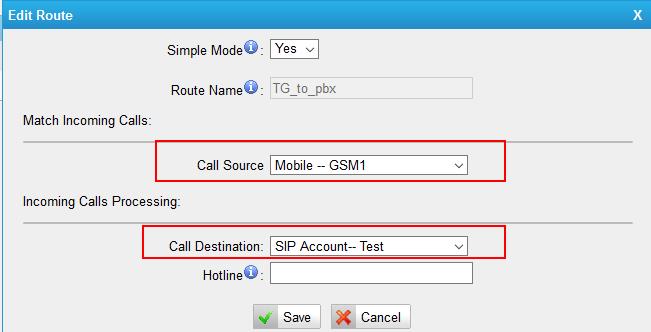 Build Route for Incoming Calls on VoIP GSM Gateway