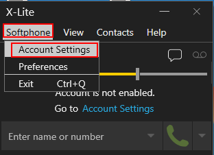 X-lite softphone account settings